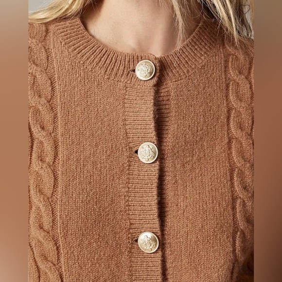 J.Crew Cable-knit cardigan sweater in burgundy - Picture 4 of 11